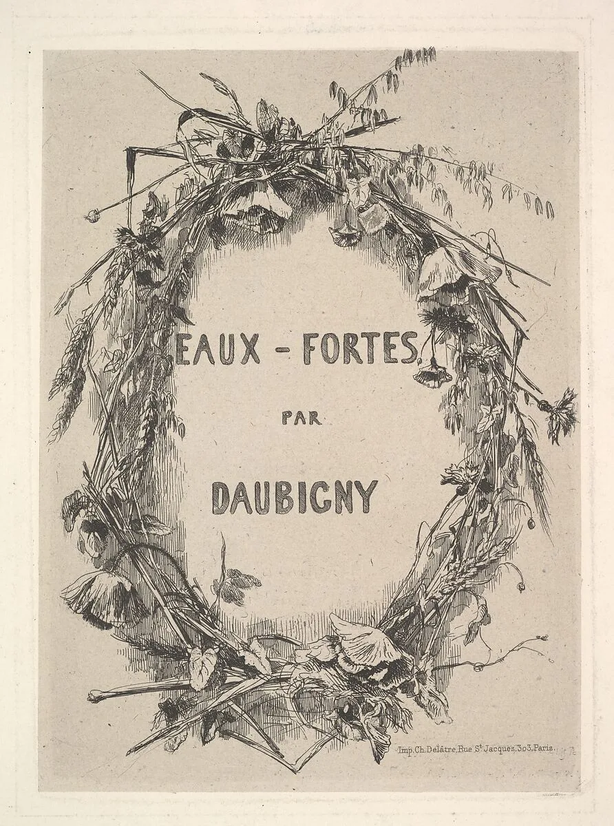 Wreath of Wildflowers, title for "Eaux-Fortes par Daubigny" — Charles-François Daubigny|C. Delâtre