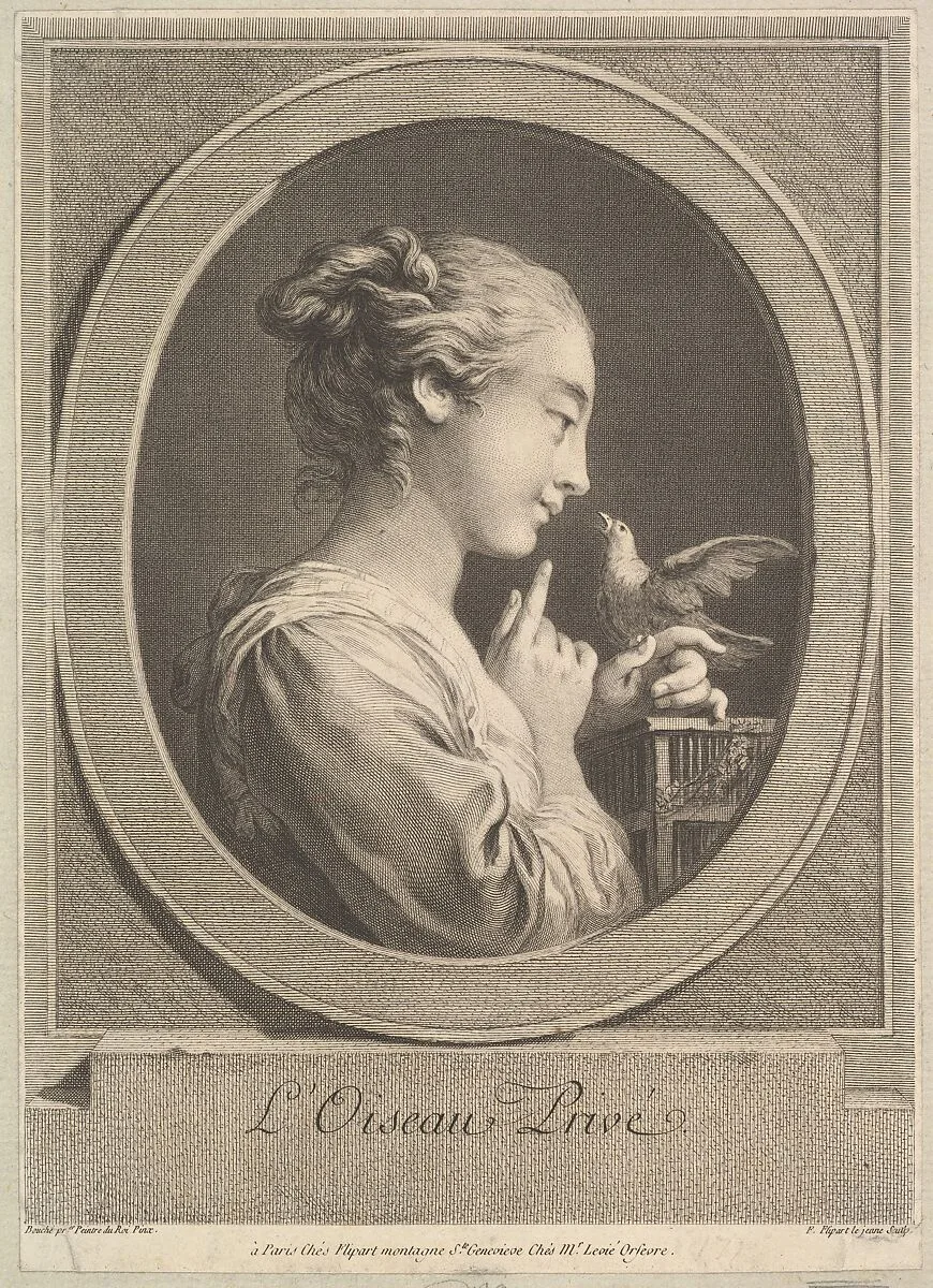 The Tamed Bird — Jean Jacques Flipart|François Boucher