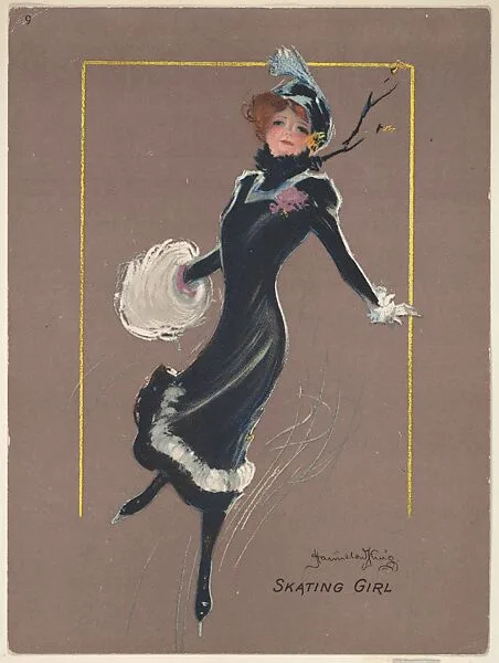 Skating Girl, from the series "Hamilton King Girls" (T7, Type 6), issued by Turkish Trophies Cigarettes — Turkish Trophies Cigarettes|Hamilton King