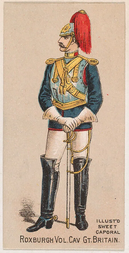 Roxburgh Volunteer Cavalry, Great Britain, from the Military Series (N224) issued by Kinney Tobacco Company to promote Sweet Caporal Cigarettes — Kinney Brothers Tobacco Company