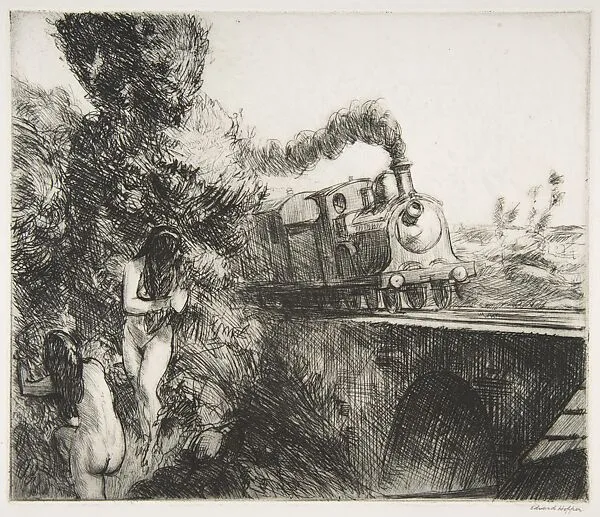 Train and Bathers — Edward Hopper