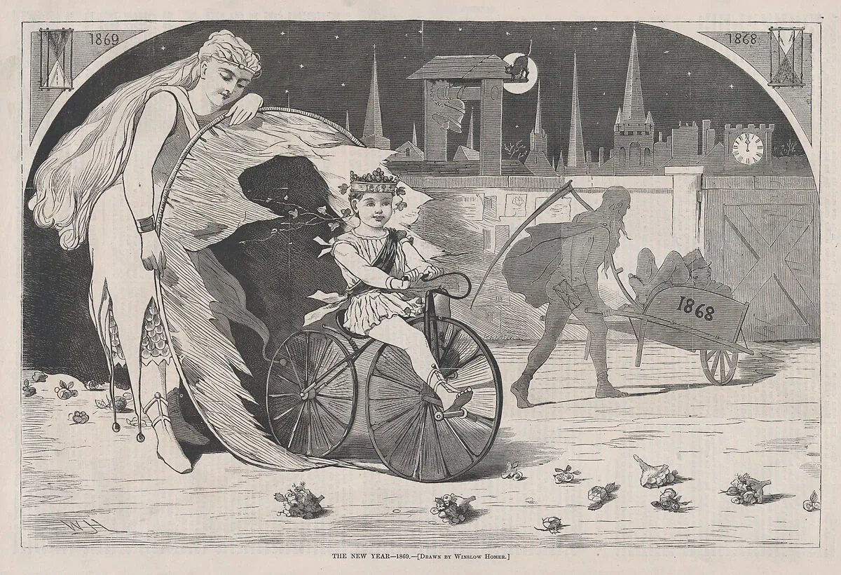 The New Year – 1869 – Drawn by Winslow Homer (from "Harper's Weekly," Vol. XIII) — Winslow Homer|Harper's Weekly|Harper & Brothers