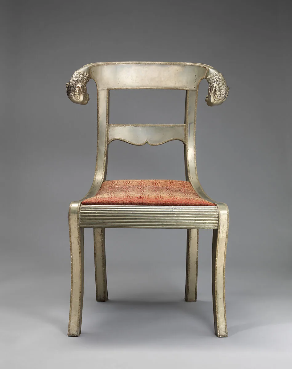 Side chair with rams' heads (one of a pair) — Unknown