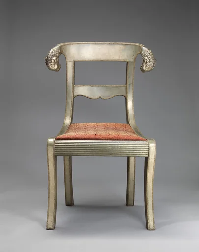 Side chair with rams' heads (one of a pair)