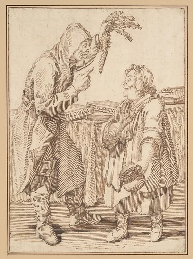 A Monk with a Carrot and a Woman with a Chamber Pot