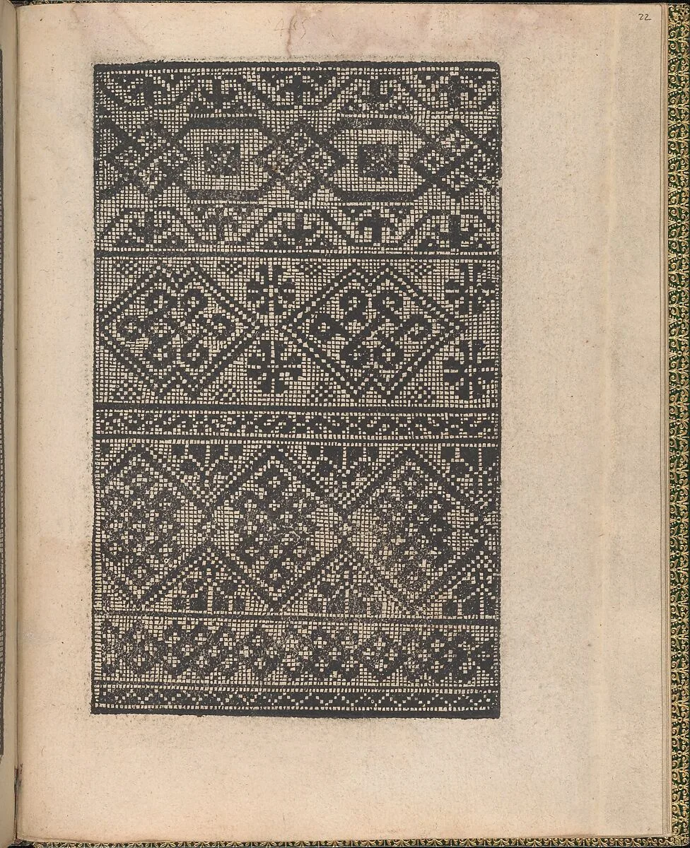 Ornamento delle belle & virtuose donne, page 22 (recto) — Matteo Pagano|Lloyd, Wallis & Lloyd
