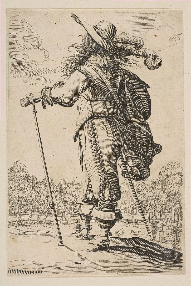 A Man Seen from the Back Leaning on a Cane or Mallet — Anonymous, French, 17th century|Abraham Bosse