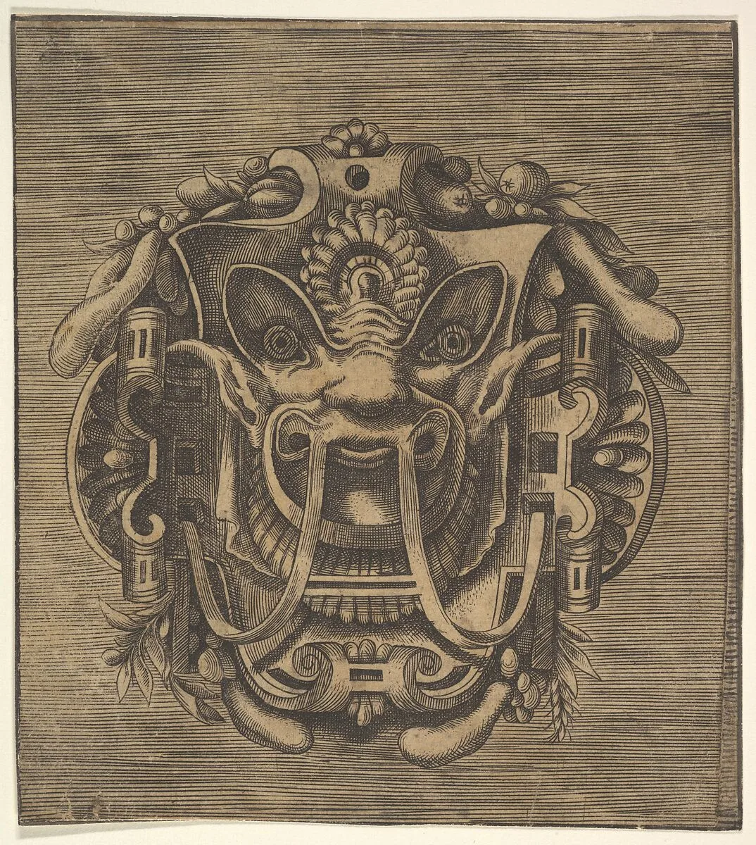 Fantastical Mask with Strapwork — Anonymous, French, 16th century|René Boyvin