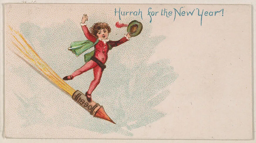 Hurrah for the New Year, from the New Years 1890 series (N227) issued by Kinney Bros. — Kinney Brothers Tobacco Company