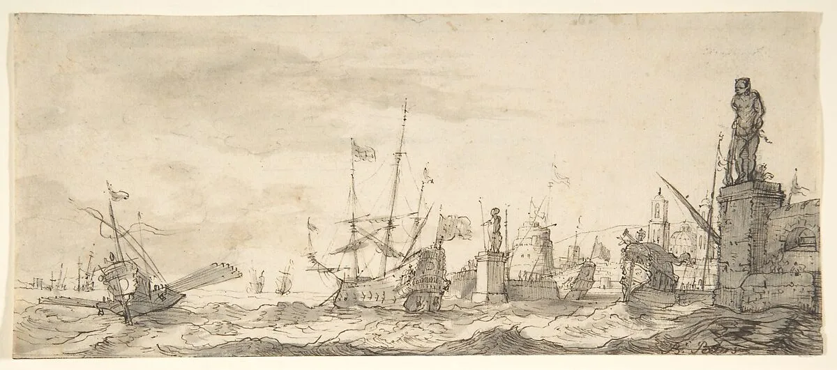 Capriccio View of a Mediterranean Port — Bonaventura Peeters I