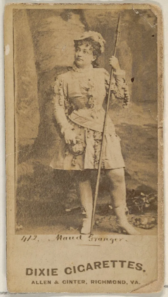 Card 412, Maud Granger, from the Actors and Actresses series (N45, Type 7) for Dixie Cigarettes — Allen & Ginter
