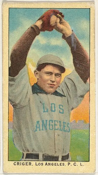 Criger, Los Angeles, Pacific Coast League, from the "Obak Baseball Players" set (T212), issued by the American Tobacco Company to promote Obak Mouthpiece Cigarettes — American Tobacco Company