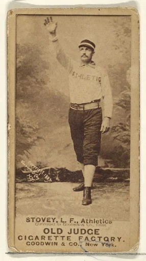Stovey, Left Field, Philadelphia Athletics, from the Old Judge series (N172) for Old Judge Cigarettes