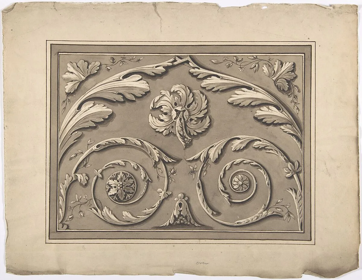 Design for an Oblong Panel Carved with Foliage — Anonymous, British, 19th century