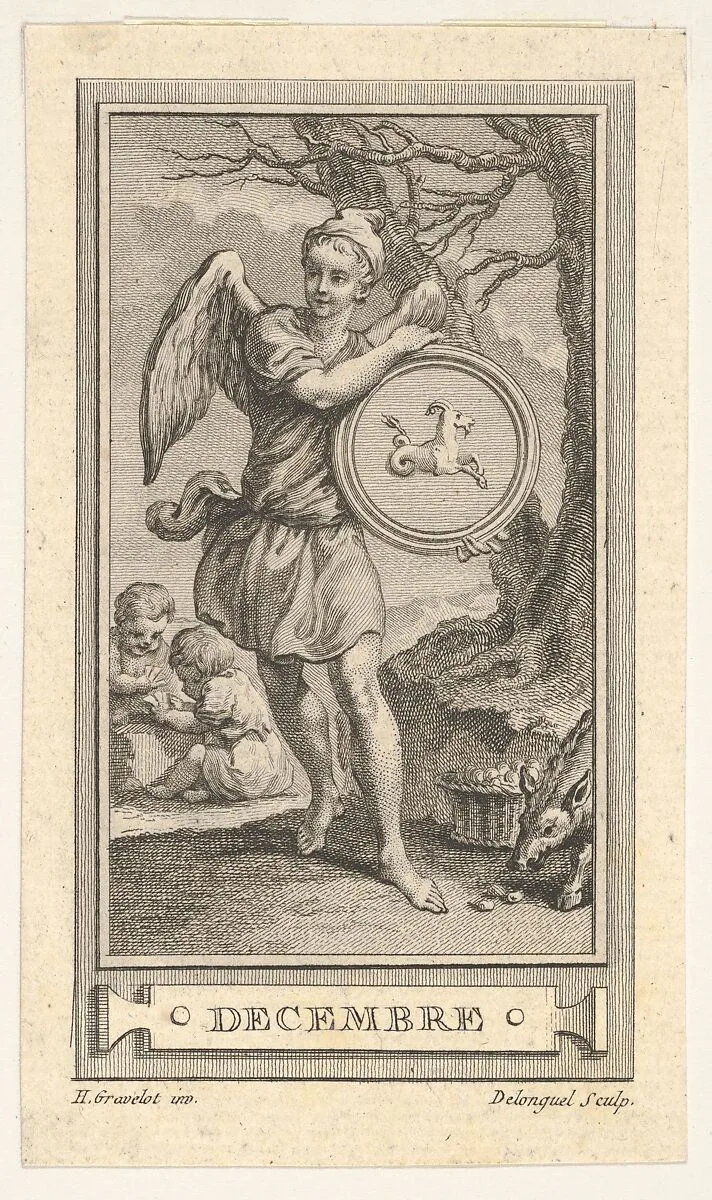 Decembre, from the Almanach iconologique — Hubert François Gravelot|Joseph de Longueil