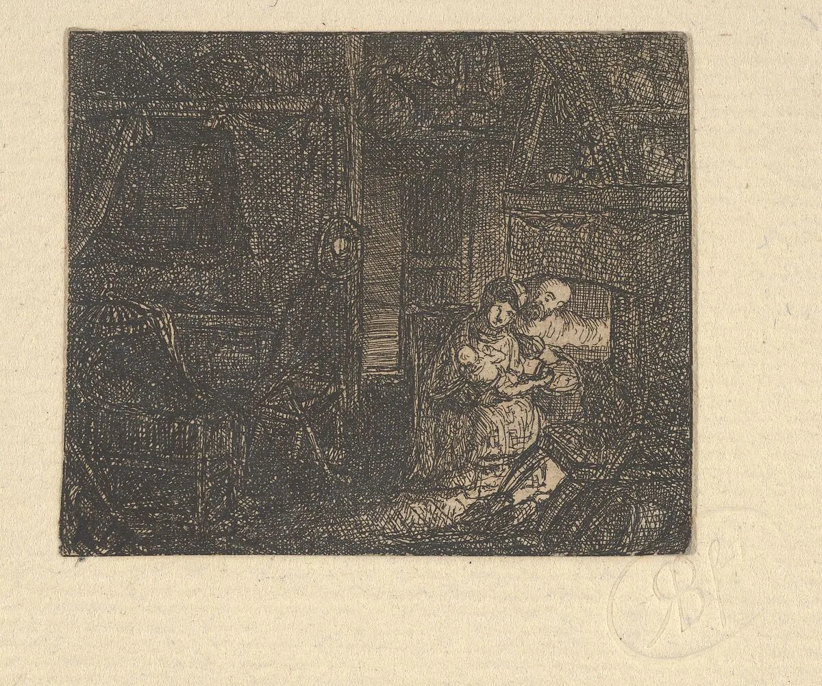 Sainte Famille dans un Intérieur (Holy Family in an Interior) — Rodolphe Bresdin