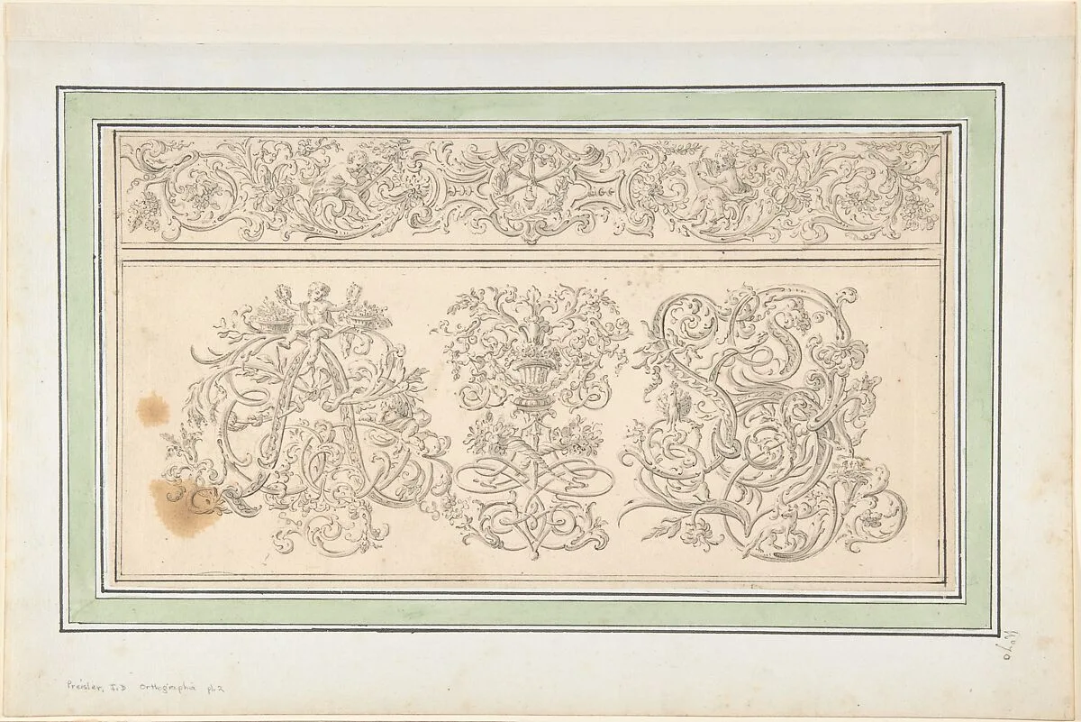Design for "Orthographia", pl.2 — Johann Daniel Preissler