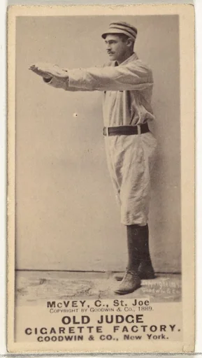 George W. McVey, Catcher, St. Joseph Clay Eaters, from the Old Judge series (N172) for Old Judge Cigarettes