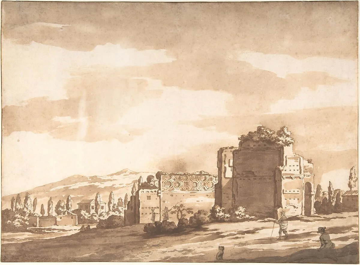 Italian Landscape, perhaps the Monte Mario, Rome — Jacob van der Ulft