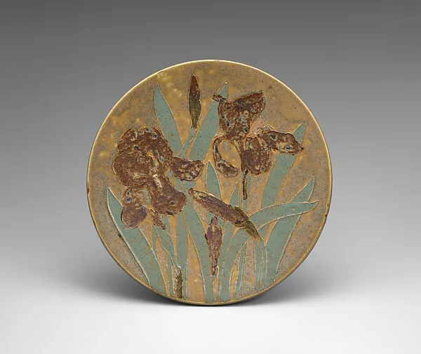 Plaque with irises — Auguste Delaherche
