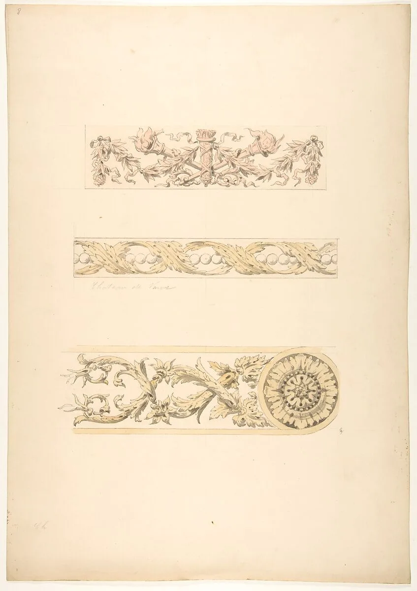 Three ornamental motifs in rococco style — Jules-Edmond-Charles Lachaise|Eugène-Pierre Gourdet