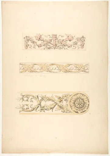 Three ornamental motifs in rococco style