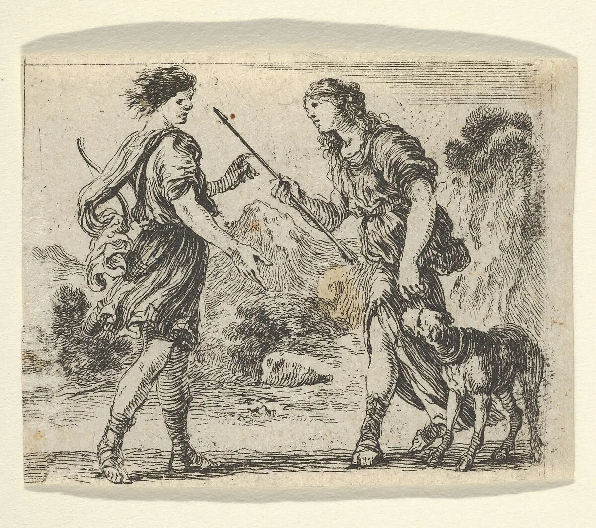 Cephalus and Procris, from 'Game of Mythology' (Jeu de la Mythologie) — Stefano della Bella