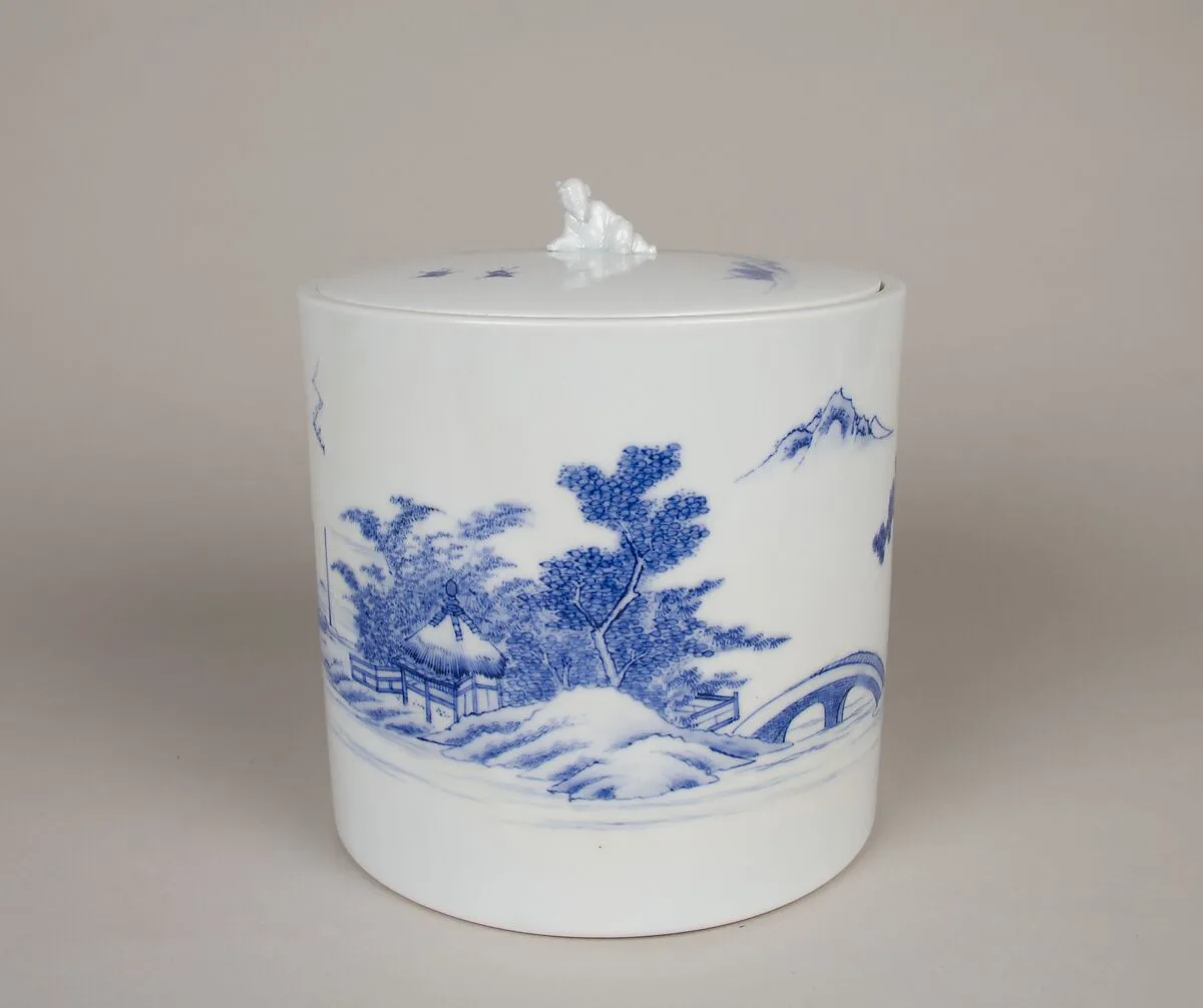 染付林和靖鶴文水指|Water Jar with Lin Hejing (Lin Bu) and His Pet Crane — Unknown