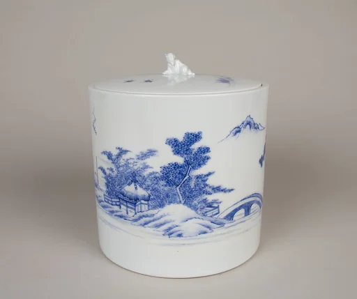 染付林和靖鶴文水指|Water Jar with Lin Hejing (Lin Bu) and His Pet Crane