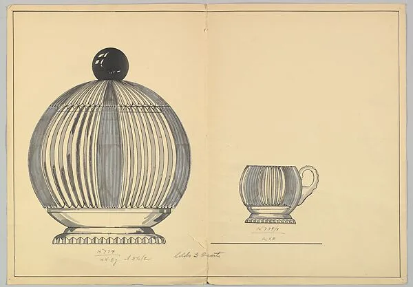 Design for a Silver Lidded Bowl and Matching Cup — Anonymous, Czech, early 20th century