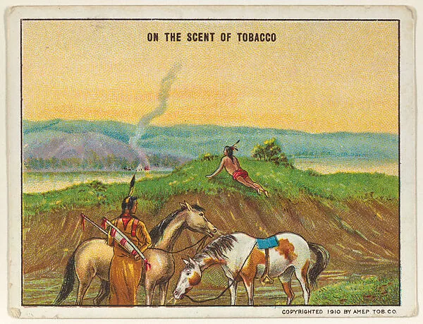 On the Scent of Tobacco, from the "Indian Life in the 60's" series (T73), issued with Hassan Cork Tip Cigarettes by the American Tobacco Company — American Tobacco Company