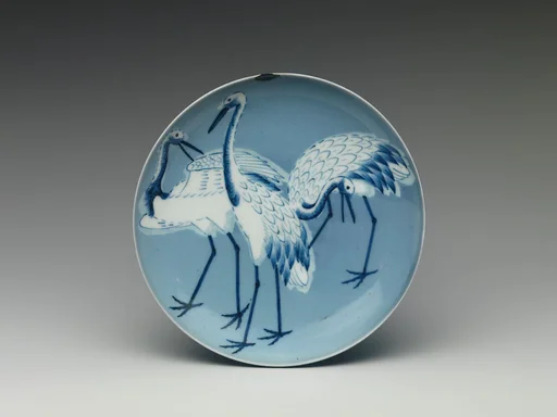 青磁染付鶴文皿|Dish with Cranes