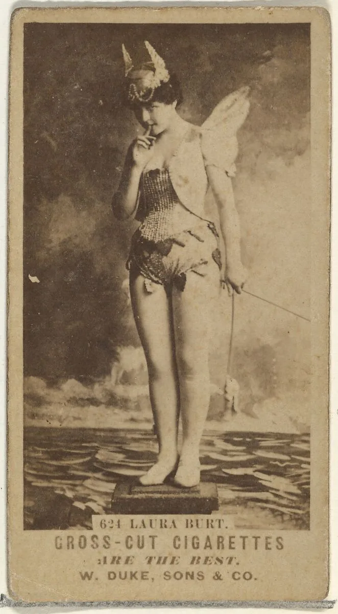Card Number 624, Laura Burt, from the Actors and Actresses series (N145-3) issued by Duke Sons & Co. to promote Cross Cut Cigarettes — W. Duke, Sons & Co.