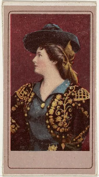 Actress wearing elaborate gold decorated jacket, from the Actresses series (T176) issued by Sweet Caporal Cigarettes — Kinney Brothers Tobacco Company