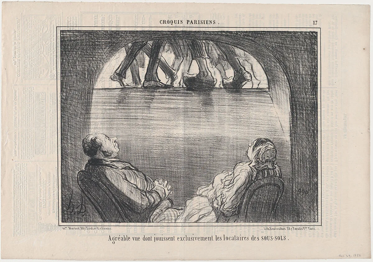 Agréable vue...des sous-sous, from Croqius Parisiens, published in Le Charivari, November 29, 1856 — Aaron Martinet|Honoré Daumier|Destouches
