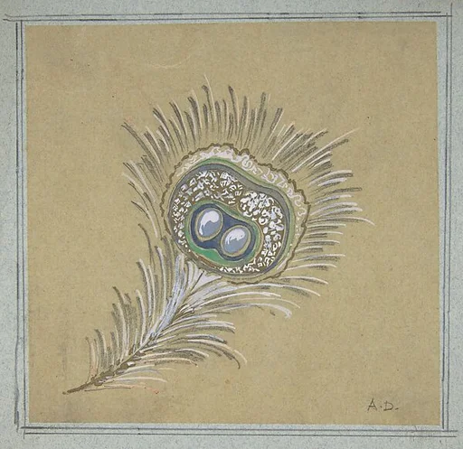 Drawing of a Feather from a Group of Designs for Silver and Jewelry by Various Artists