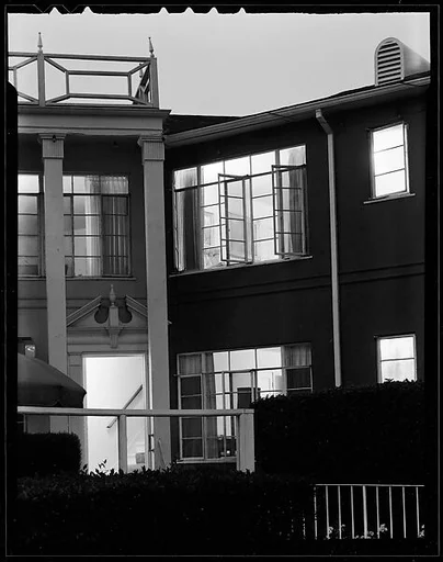 [Modern "Greek Revival" House At Night, Los Angeles, California]