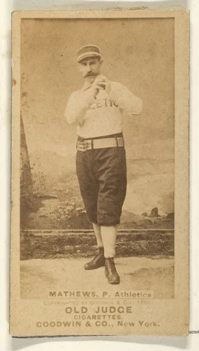 Mathews, Pitcher, Philadelphia Athletics, from the Old Judge series (N172) for Old Judge Cigarettes