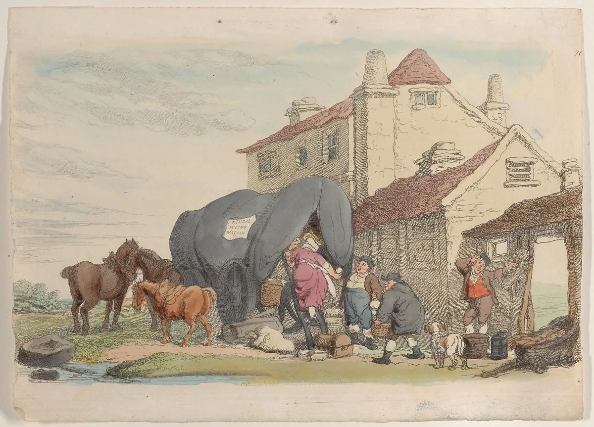 Plate 26: A Flying Wagon, from "World in Miniature" — Thomas Rowlandson|Rudolph Ackermann, London