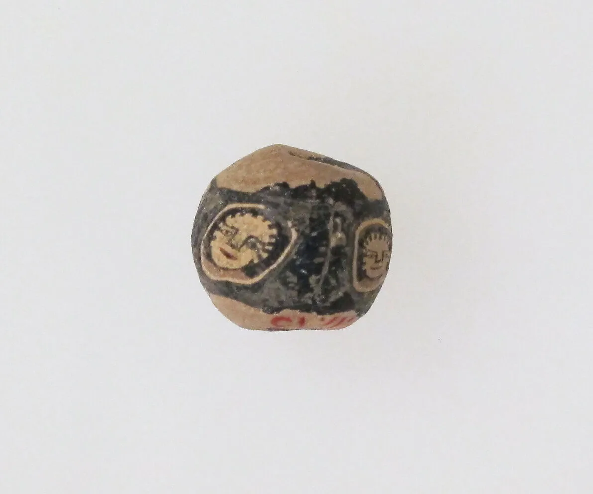 Glass mosaic face bead — Unknown