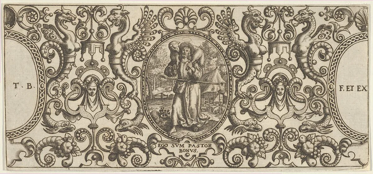 The Good Shepherd, from Grotisch fur alle Kunstler — Theodor de Bry