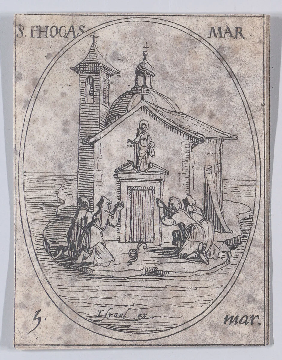 St. Phocas, Martyr, March 5th, from "Les Images De Tous Les Saincts et Saintes de L'Année" (Images of All of the Saints and Religious Events of the Year) — Jacques Callot|Israël Henriet