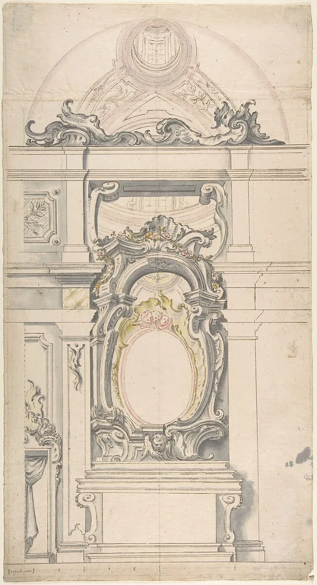 Design for an Altar With a Vaulted Chapel Behind — Anonymous, Italian, Piedmontese, 18th century