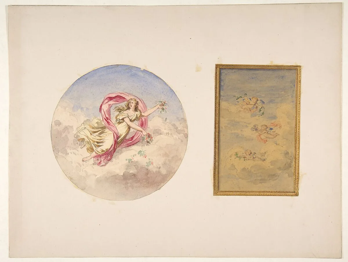 Two designs for the decoration of ceilings with figures in clouds — Jules-Edmond-Charles Lachaise|Eugène-Pierre Gourdet