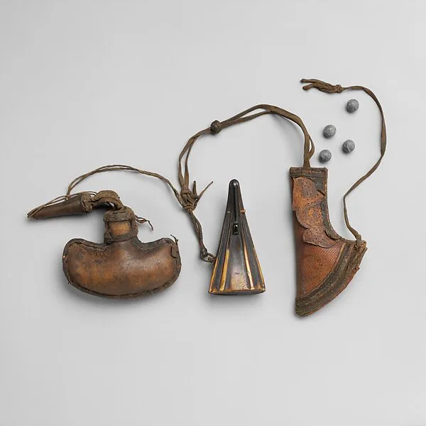 Bullet Pouch, Priming Flask, and Powder Flask — Unknown