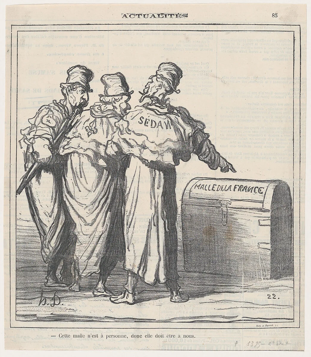 This trunk belongs no one, so it must be ours!, from 'News of the day,' published in Le Charivari, May 6, 1872 — Henri comte de Chambord|Honoré Daumier