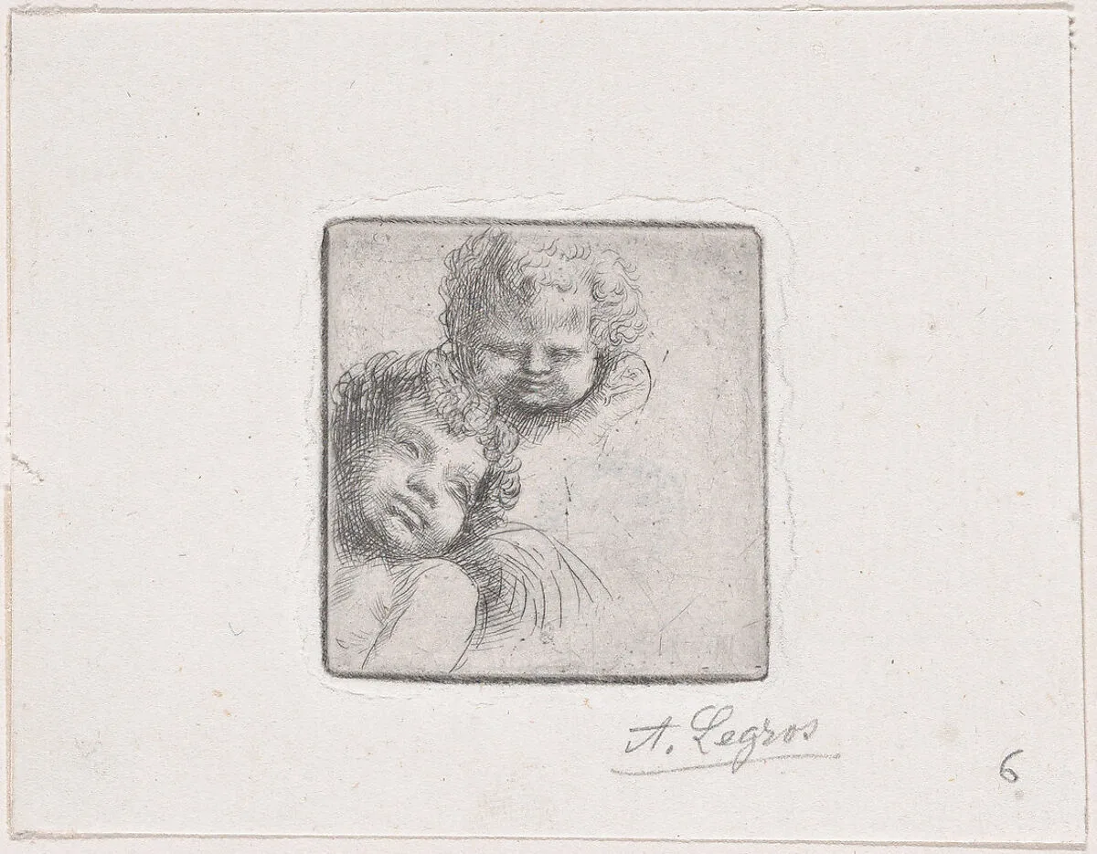 Sketch for Two Children's Heads — Alphonse Legros