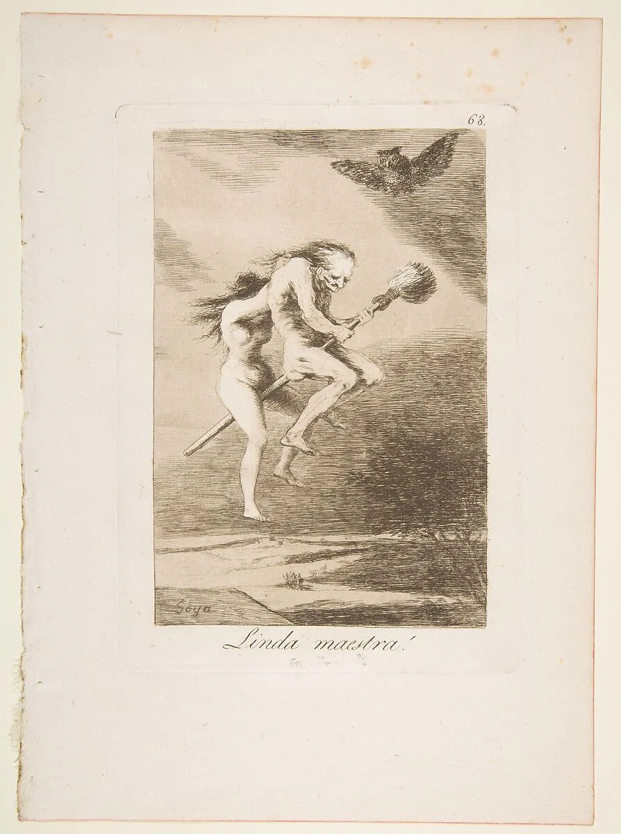 Plate 68 from "Los Caprichos": Pretty teacher! (Linda maestra!) — Goya (Francisco de Goya y Lucientes)