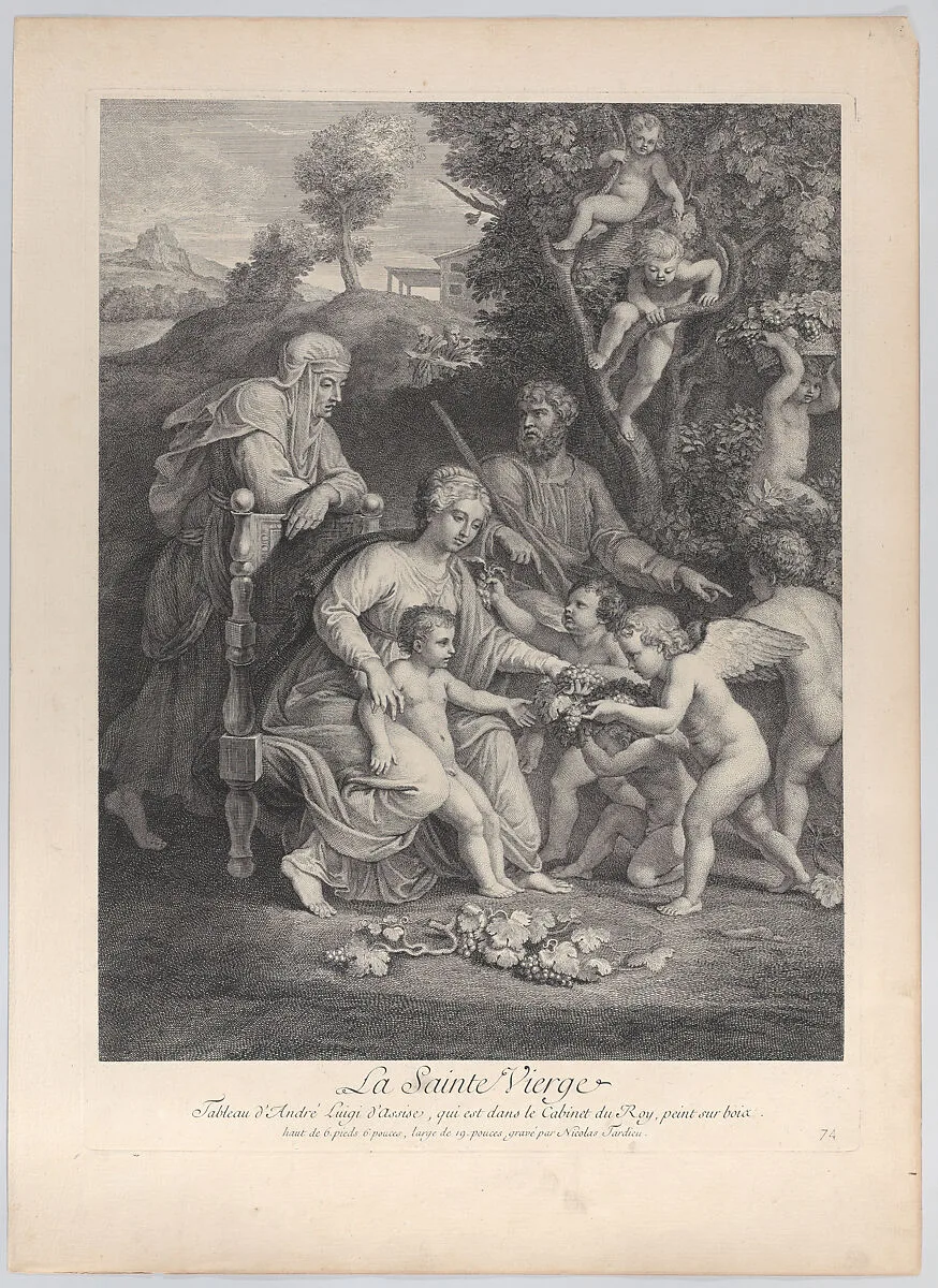 The Holy Family with Saint Elizabeth and angels — Nicolas Henry Tardieu|Andrea Luigi (l'Ingegno)