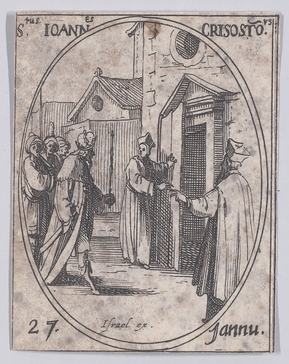 S. Jean Chrysostome (St. John Chrisostome), January 27th, from "Les Images De Tous Les Saincts et Saintes de L'Année" (Images of All of the Saints and Feast Days of the Year) — Jacques Callot|Israël Henriet